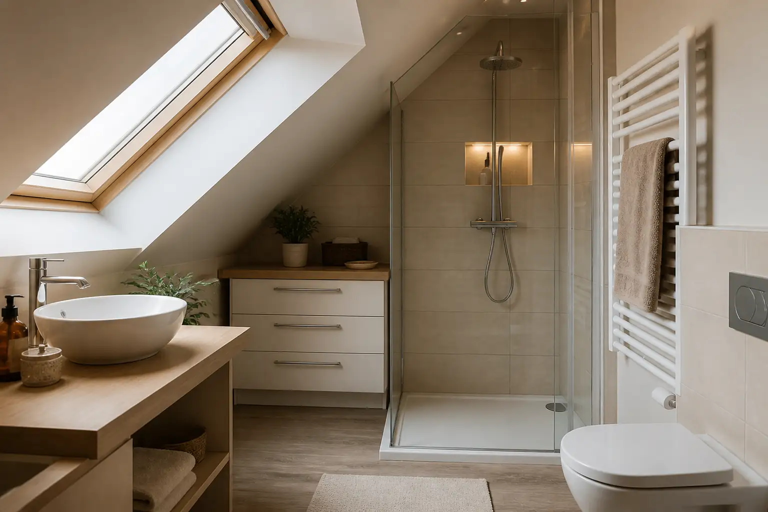 salle de bain sous comble 4m2